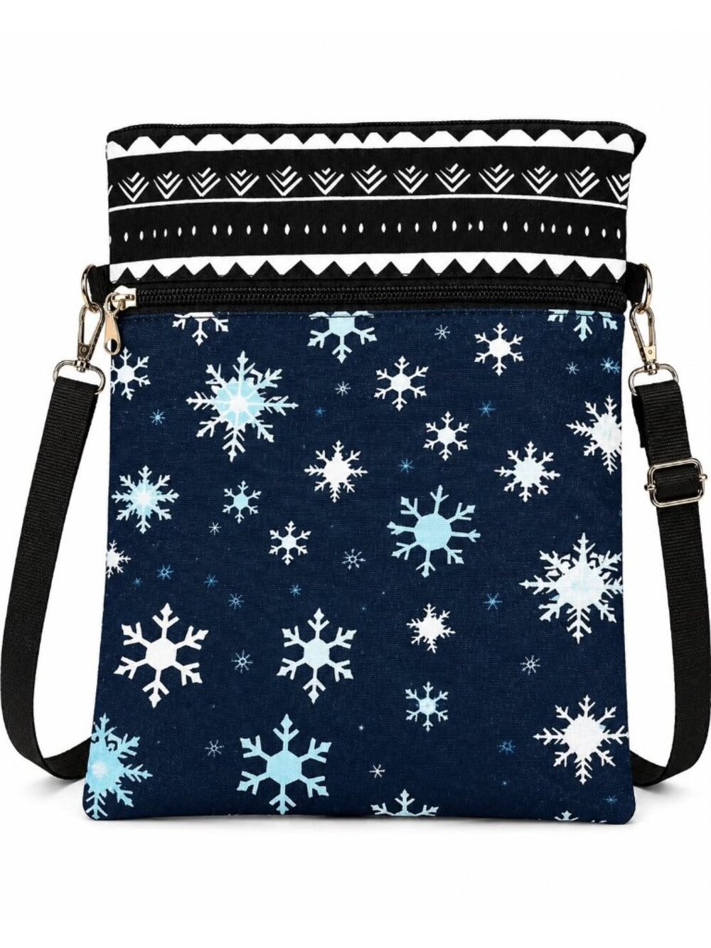 Snowflake Winter Crossbody Phone Bag Adjustable Strap